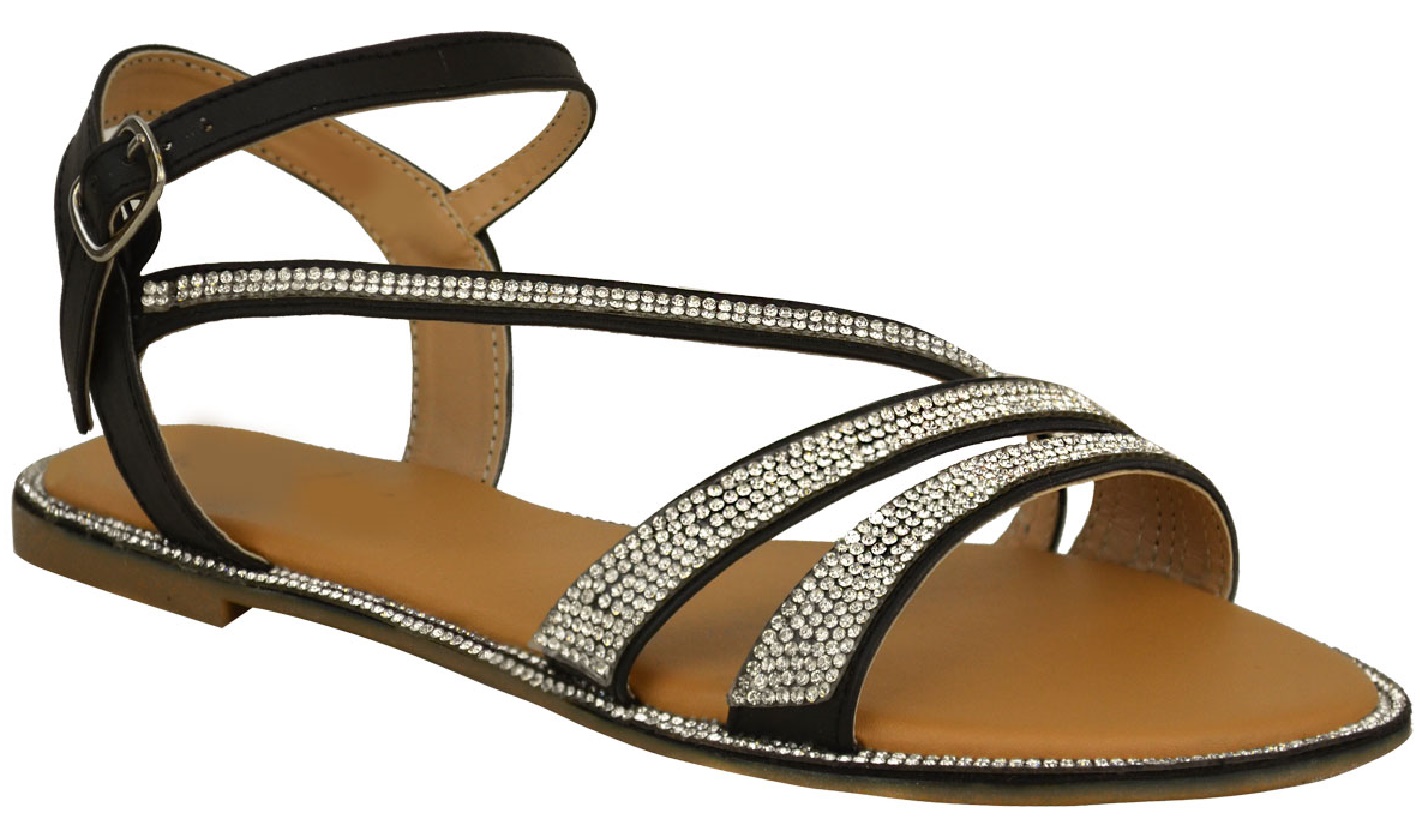 womens dressy black flat sandals